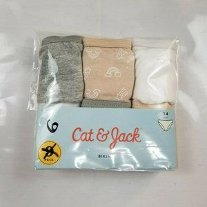 Cat & Jack Girl's Bikini Briefs Size 14 Underwear 6-Pack White/Beige/Gray